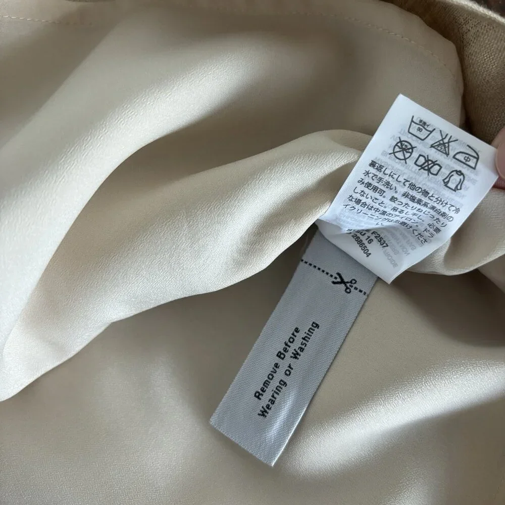 J. Crew Womens Linen Shift Dress‎ Size 8 Ivory/Gold Tone Career Office Preppy